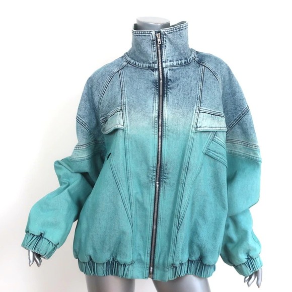 Stella McCartney Jackets & Blazers - Stella McCartney Retro Denim Windbreaker Jacket Blue Ombre Size 48 NEW